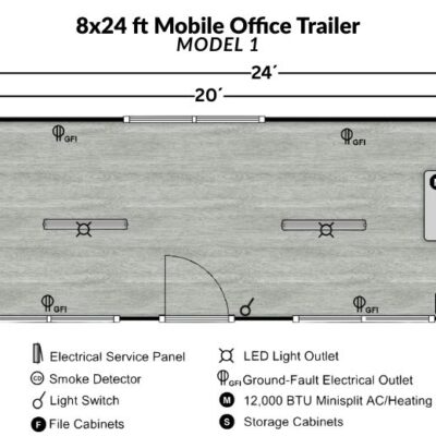 8X24 MOBILE OFFICE TRAILER LAYOUT FLOORPLAN MODEL 1 - PORTABLE OFFICE TRAILER - EAGLE MOBILE OFFICES