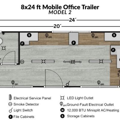8X24 MOBILE OFFICE TRAILER LAYOUT FLOORPLAN MODEL 2 - PORTABLE OFFICE TRAILER - EAGLE MOBILE OFFICES